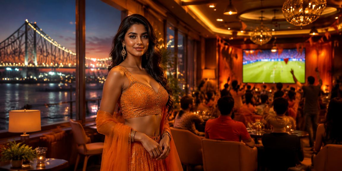 Indian woman playing Teen Patti on mobile device in Kolkata